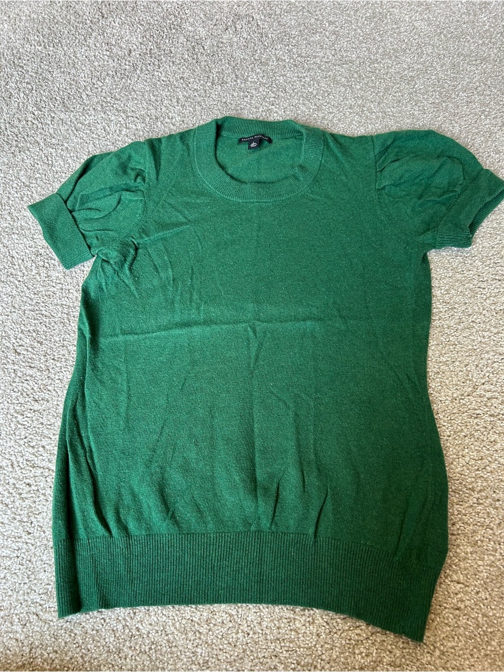 Banana Republic Wool Cashmere Angora Puff Sleeve Sweater Green Large